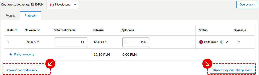 Ekran wysyłania faktury